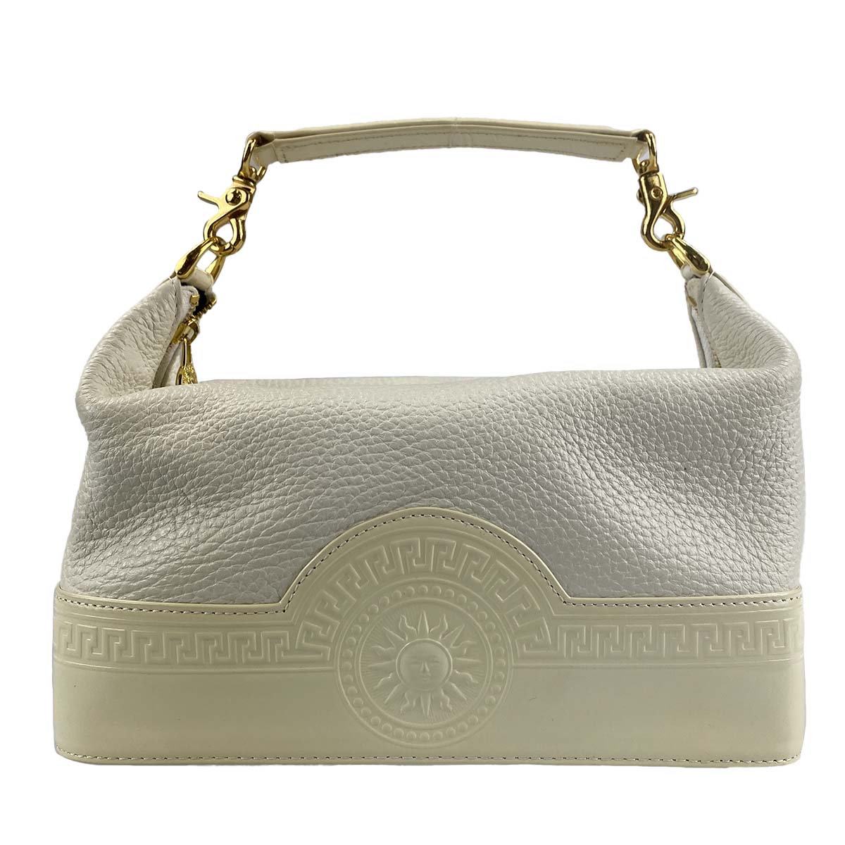 ジャンニ・ヴェルサーチェ パテント レザー ホワイト ハンドバッグ