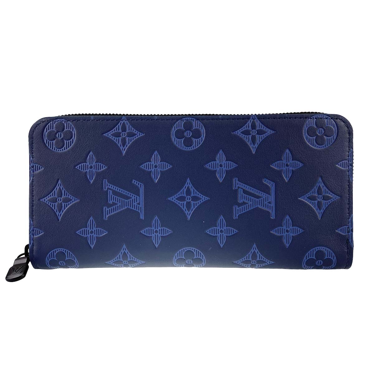 ルイ・ヴィトン モノグラム シャドウレザー ジッピー ウォレット ヴェルティカル ネイビー 長財布