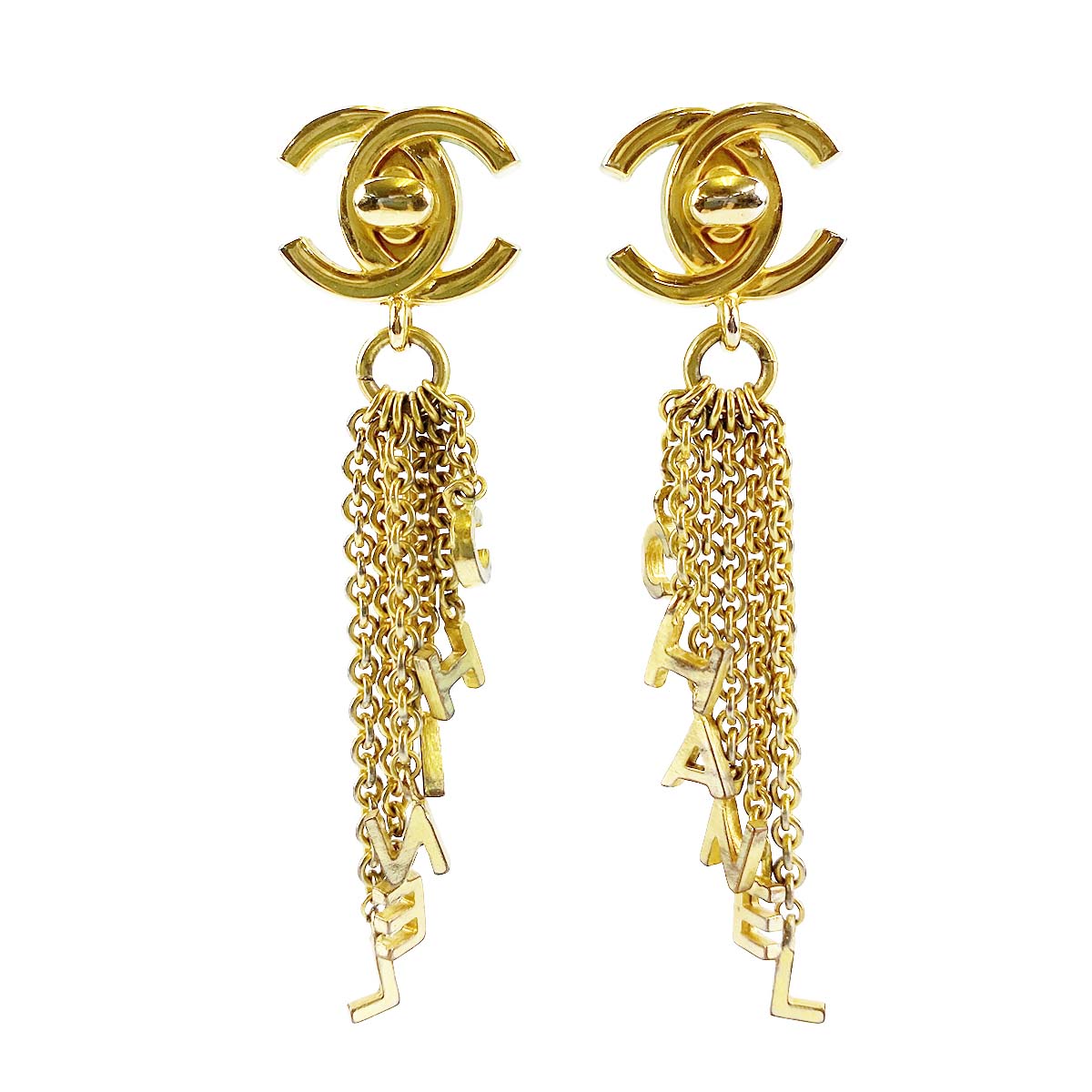 シャネル ゴールドメッキ CCロゴ ターンロック ゴールド イヤリング