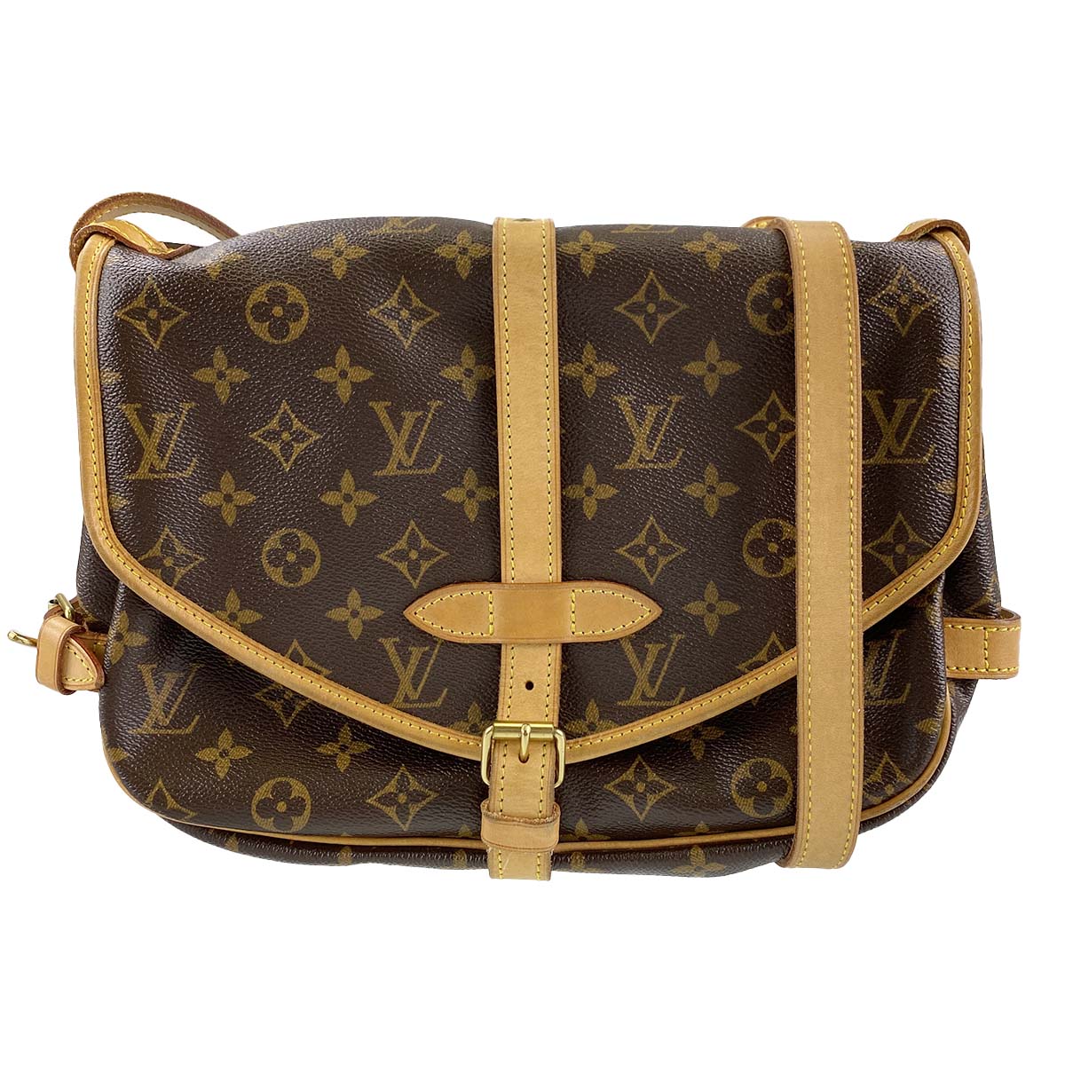 ルイ・ヴィトン モノグラム ソミュール30 ブラウン ショルダーバッグ