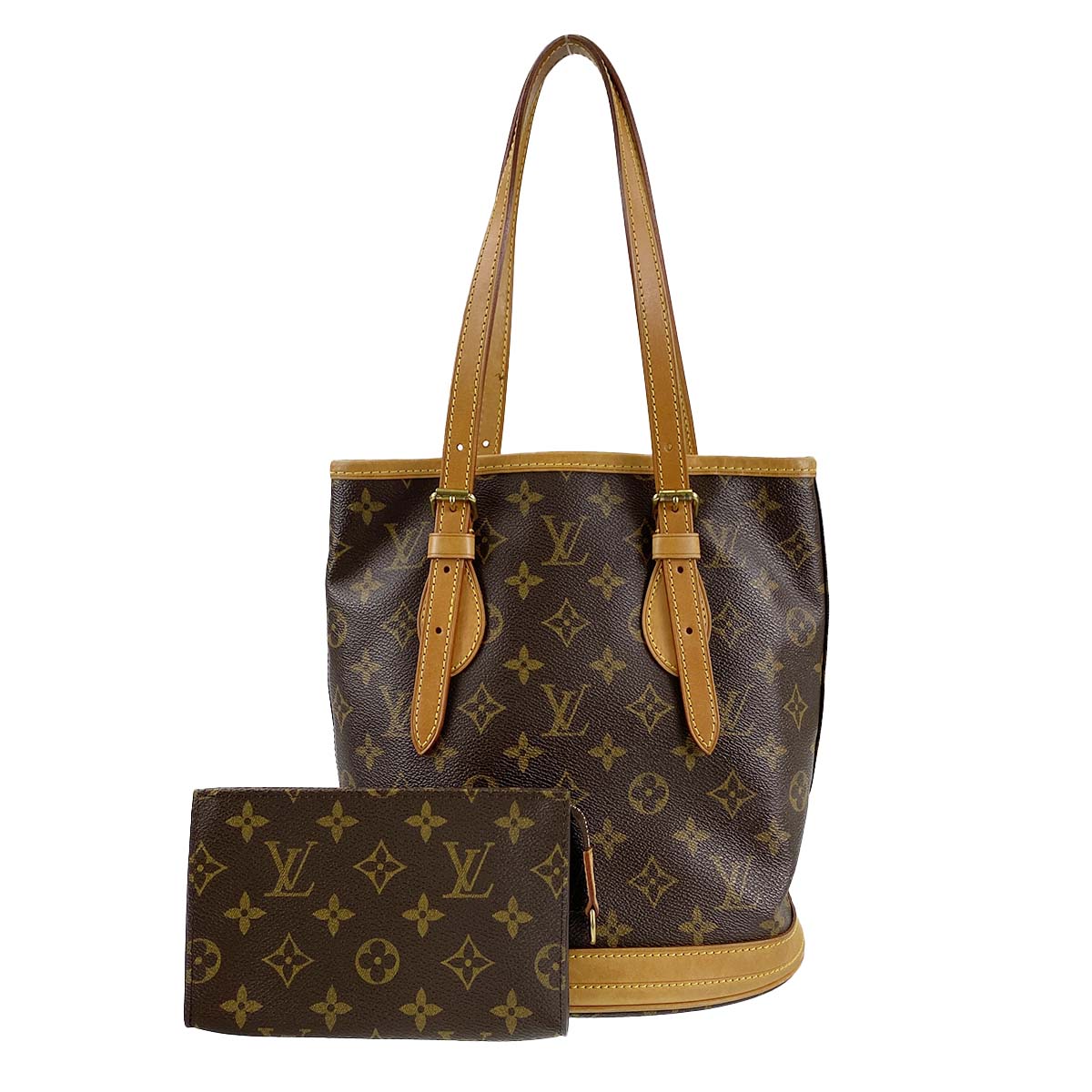 ルイ・ヴィトン モノグラム バケットPM ブラウン ショルダーバッグ