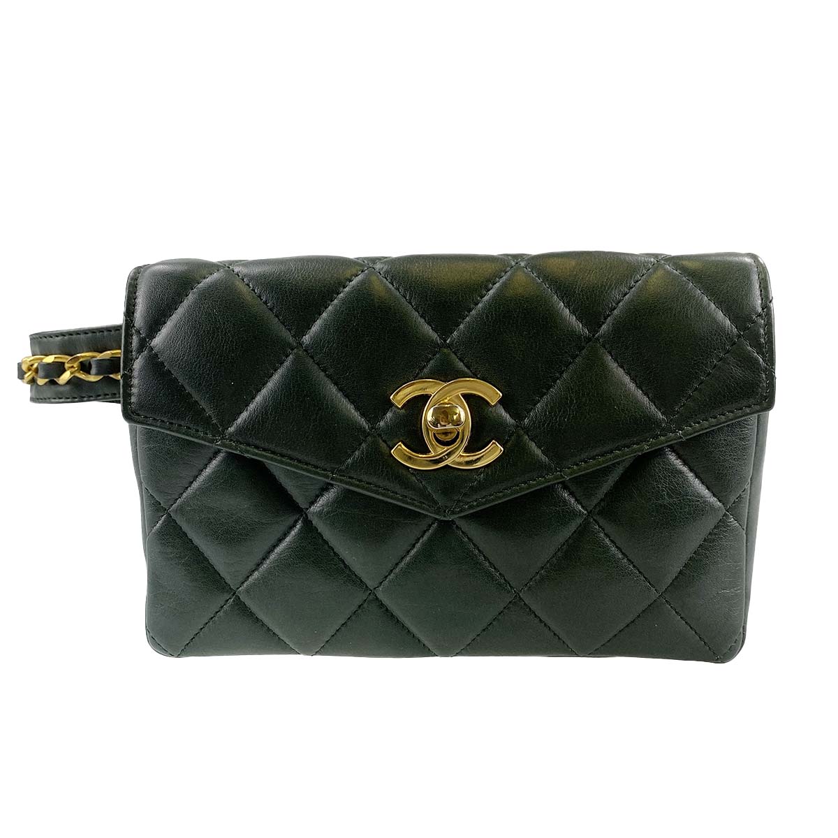 シャネル マトラッセ ラムスキン ダークグリーン ウエストバッグ