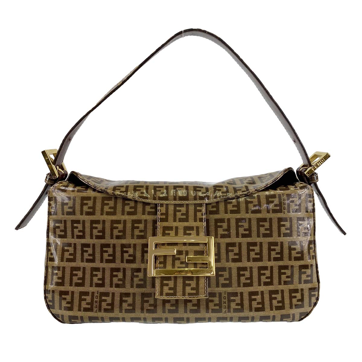 フェンディ マンマバゲット ズッキーノ PVC レザー ブラウン ショルダーバッグ