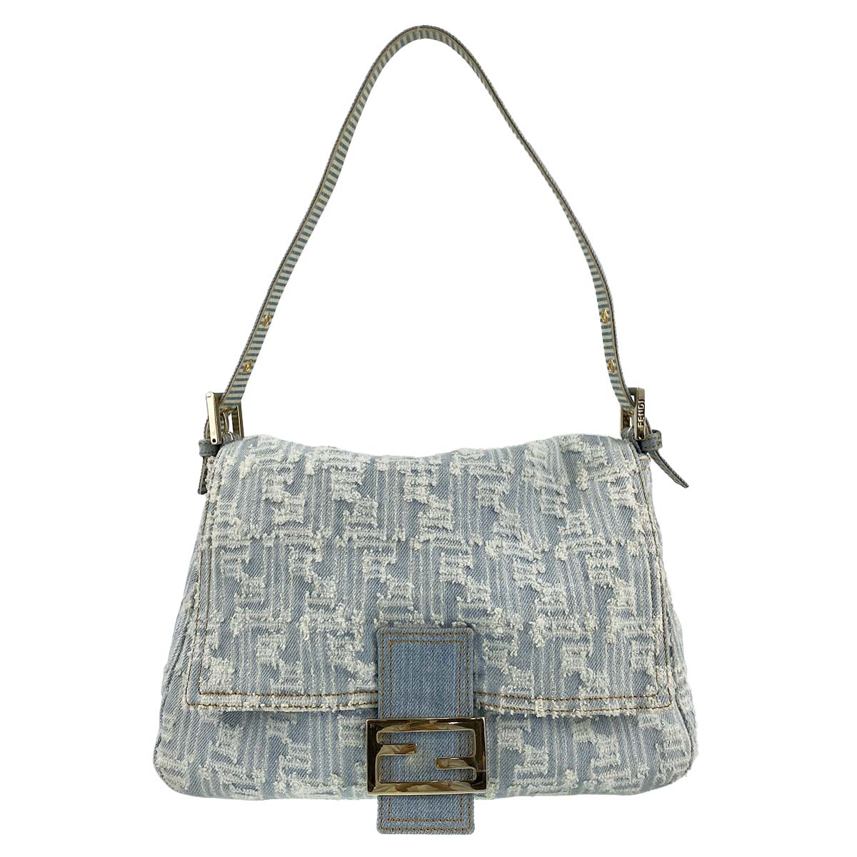 フェンディ マンマバゲット デニム ショルダーバッグ