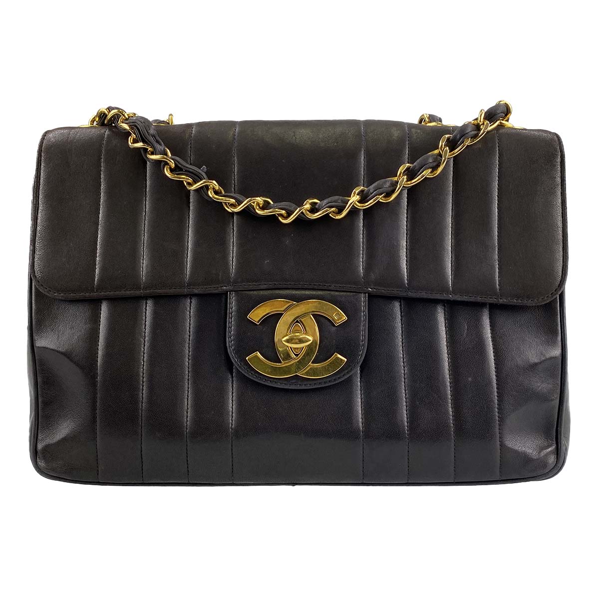 シャネル マドモアゼル ラムスキン 30㎝ ブラック ショルダーバッグ