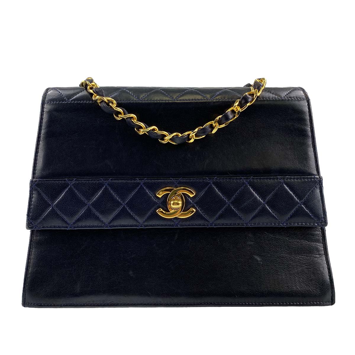 シャネル マトラッセ 台形 ラムスキン ブラック ショルダーバッグ