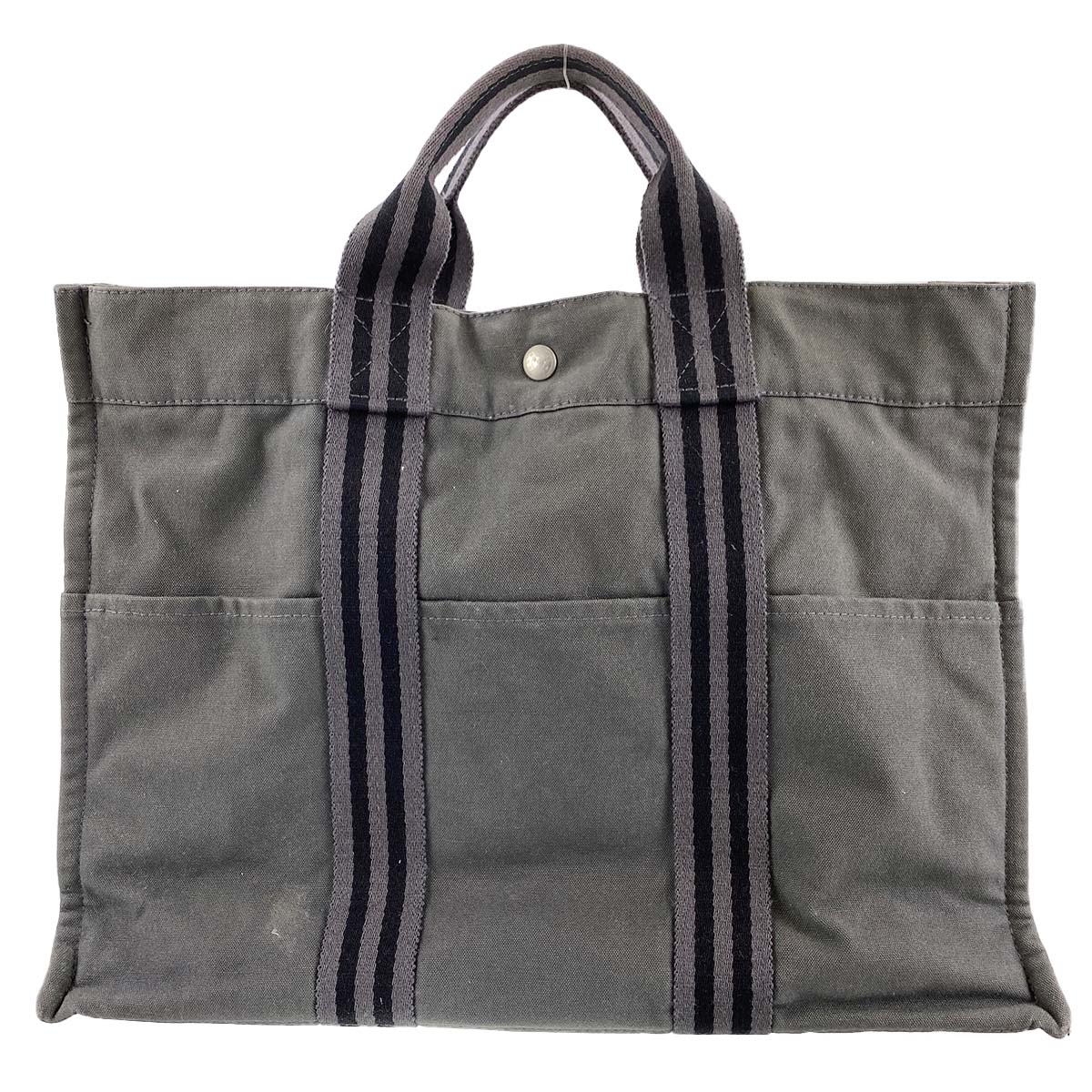 エルメス フールトゥ MM コットンキャンバス グレー トートバッグ