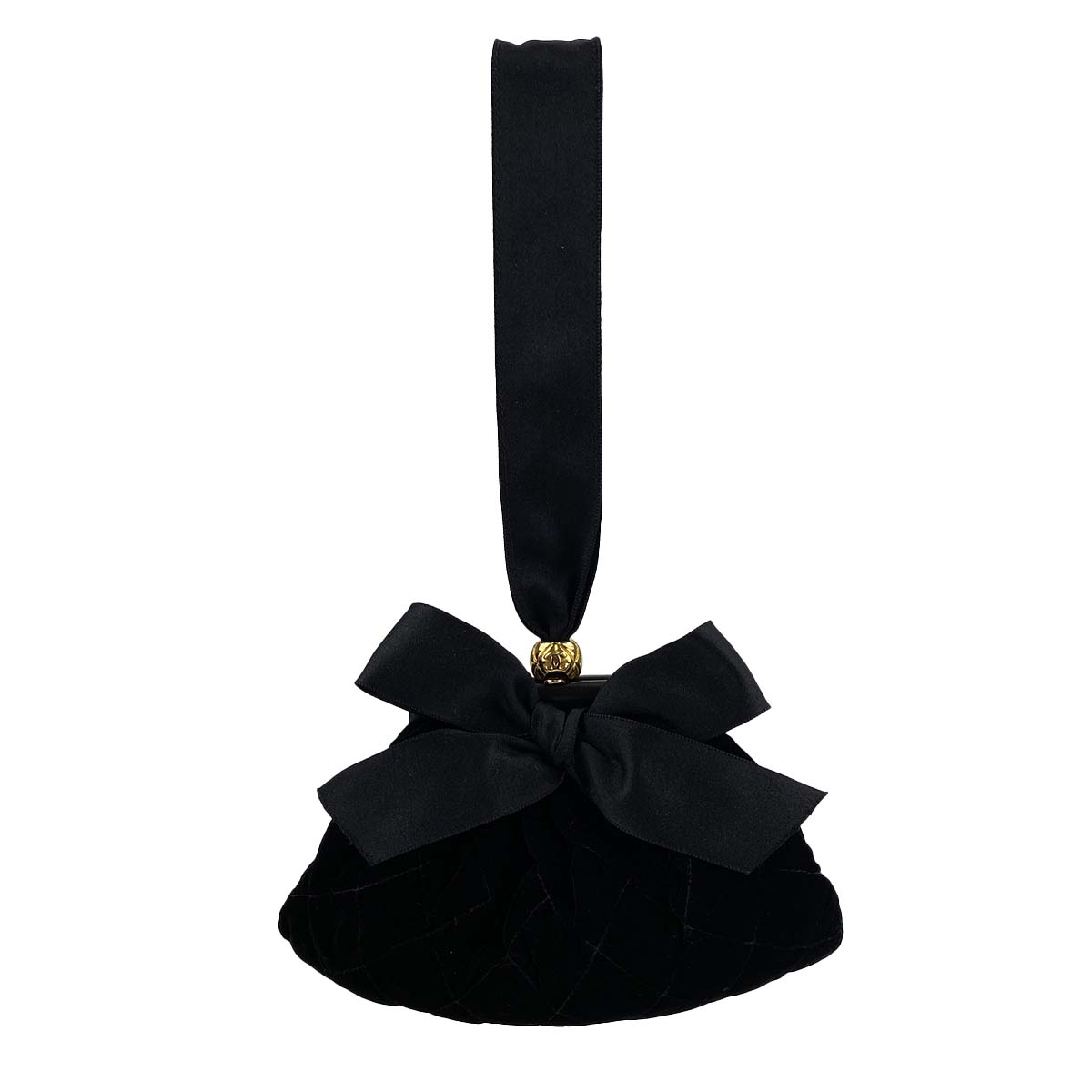 シャネル ベロア リボン ブラック ハンドバッグ