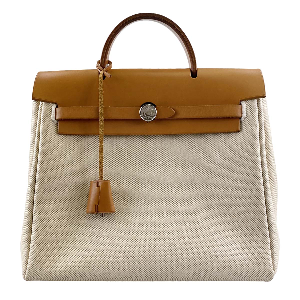 エルメス エールバッグPM トワルアッシュ レザー ベージュ  2WAY ハンドバッグ