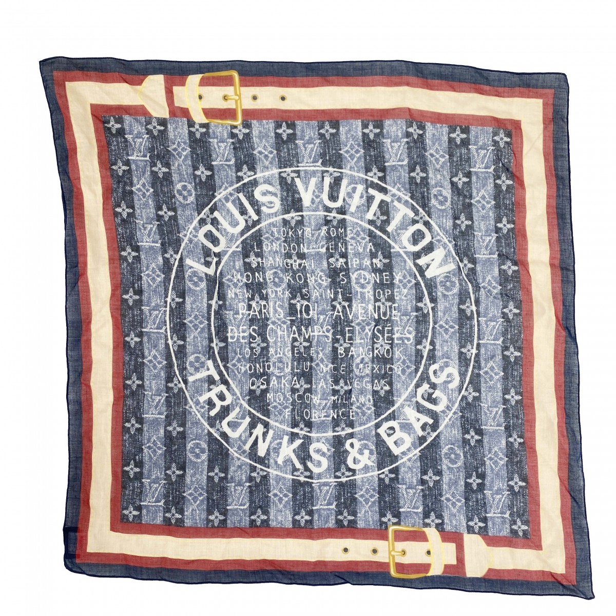 ルイ・ヴィトン シルク モノグラム トランク ネイビー スカーフ