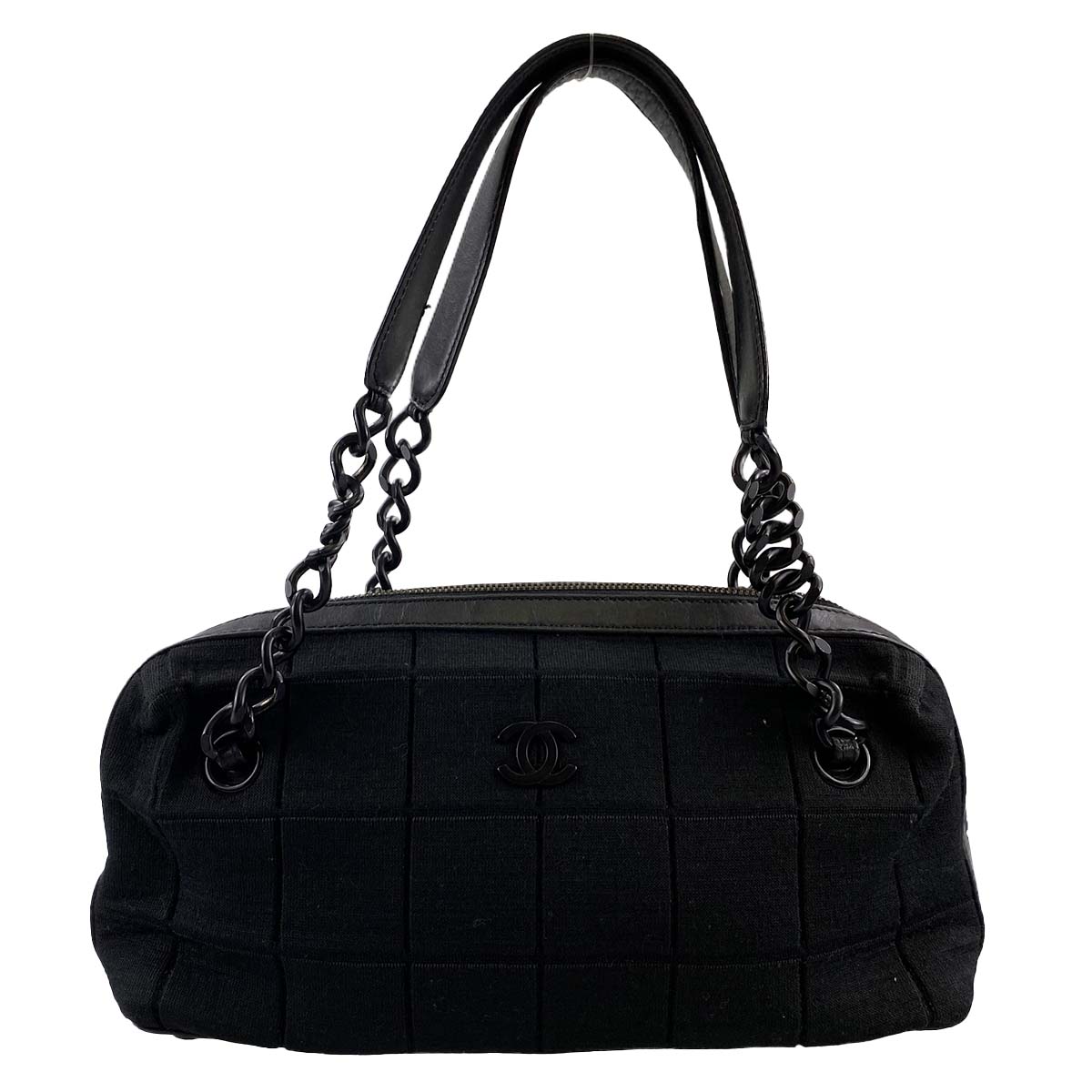 シャネル チョコバー コットン ブラック ショルダーバッグ