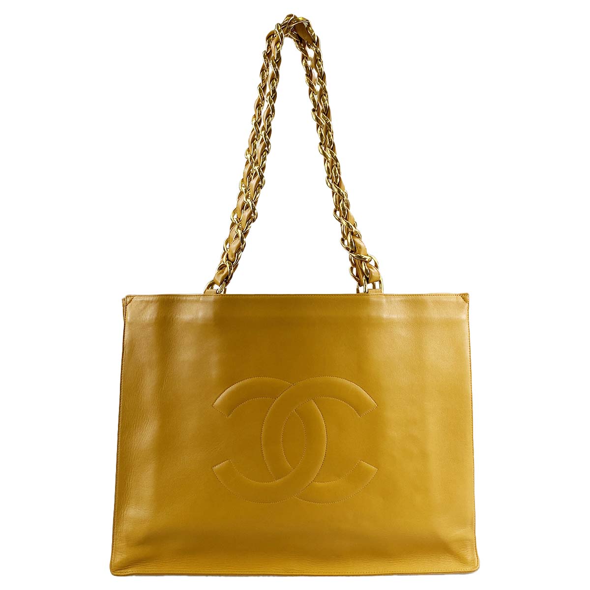 シャネル レザー CCロゴ イエロー トートバッグ