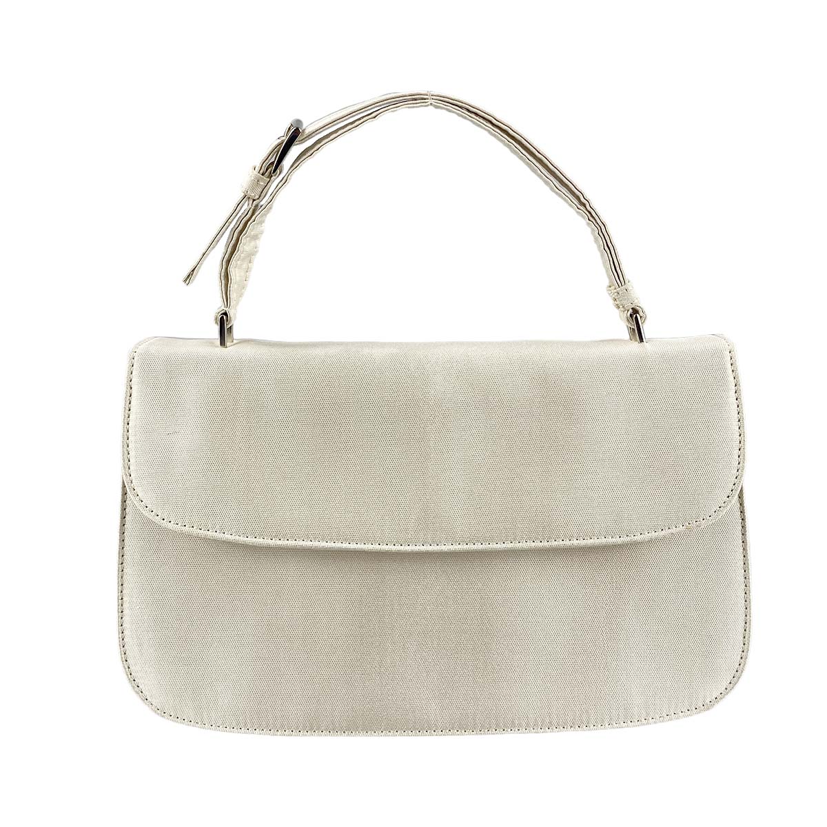 プラダ キャンバス レザー ハンドバッグ