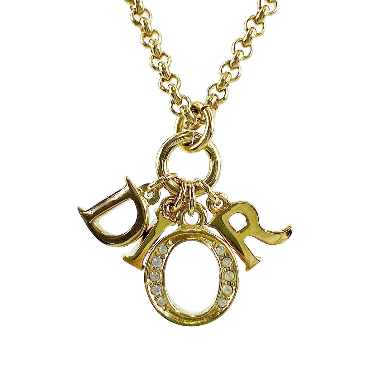 ディオール ロゴチャーム ラインストーン ネックレス