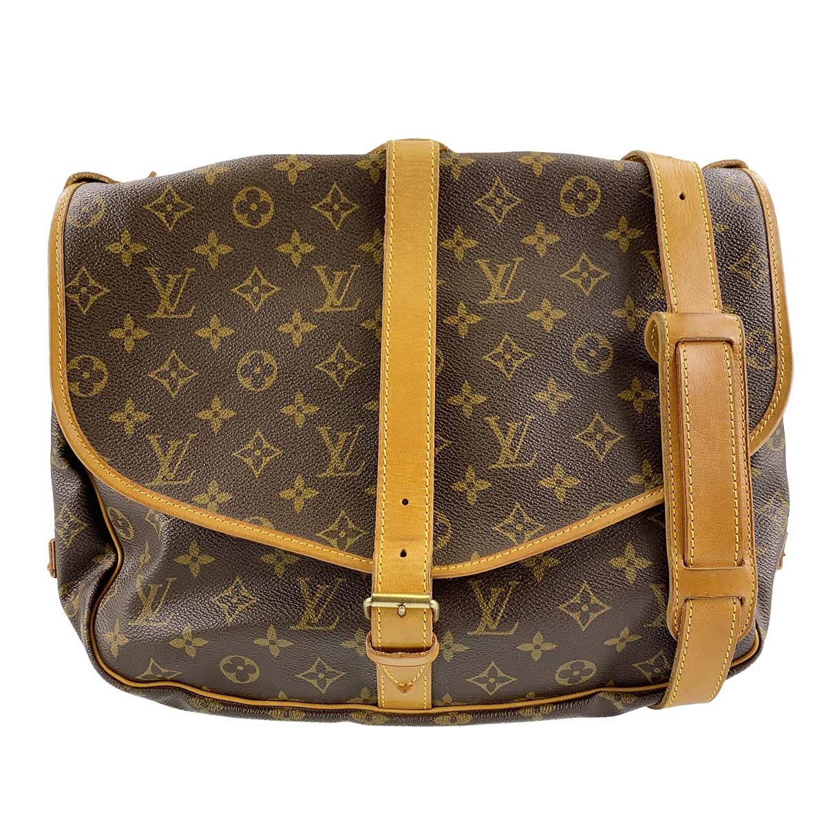 ルイ・ヴィトン モノグラム ソミュール35 ブラウン ショルダーバッグ