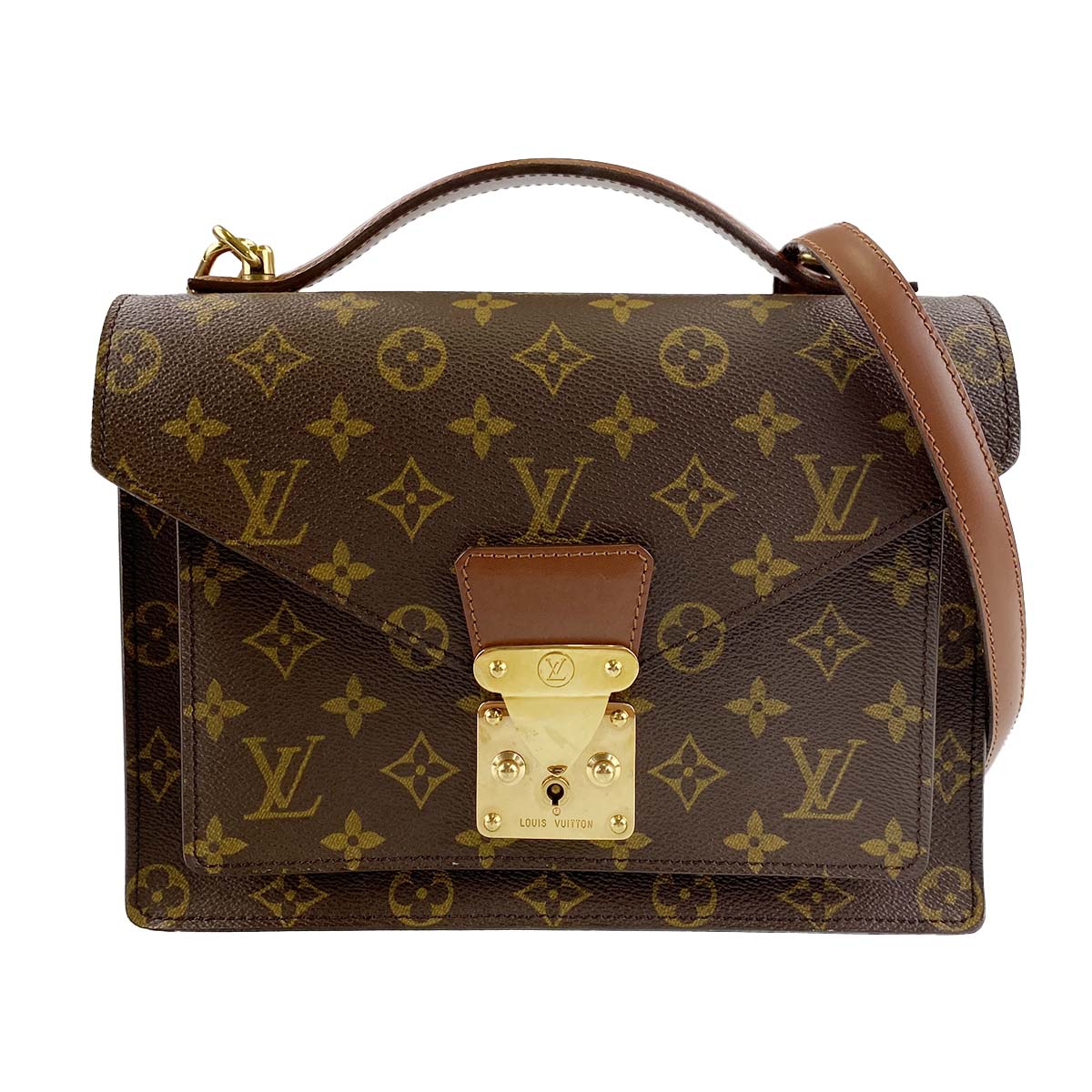 ルイ・ヴィトン モノグラム モンソー28 ブラウン 2WAY ハンドバッグ