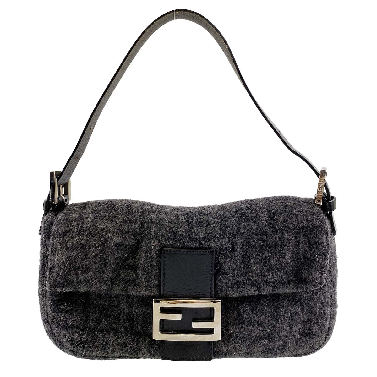 フェンディ マンマバゲット ズッカ ウール レザー ショルダーバッグ