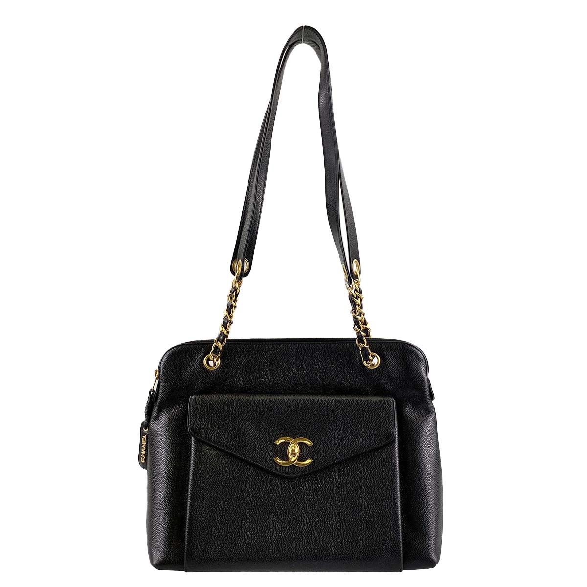 シャネル キャビアスキン ブラック ショルダーバッグ