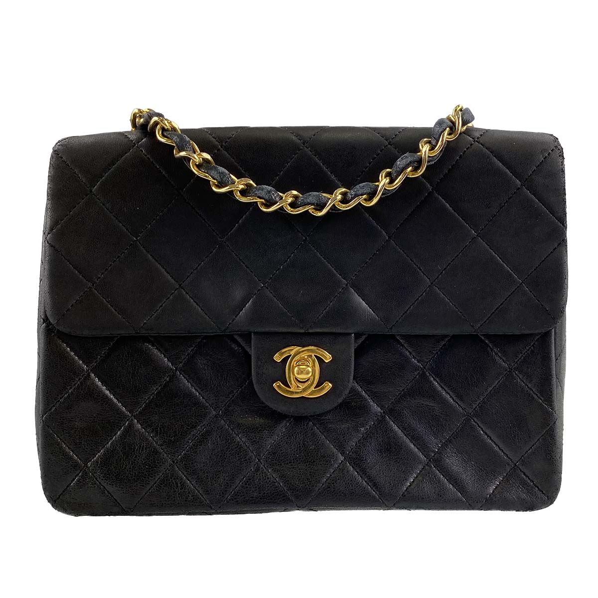 シャネル マトラッセ ラムスキン 20㎝ ブラック ショルダーバッグ