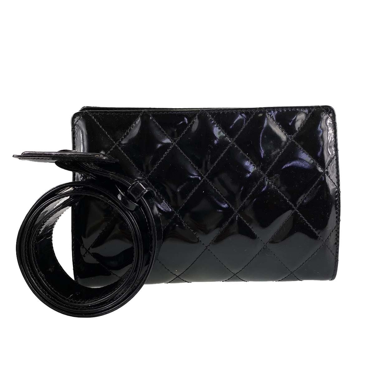 シャネル マトラッセ パテント ブラック ウエストバッグ