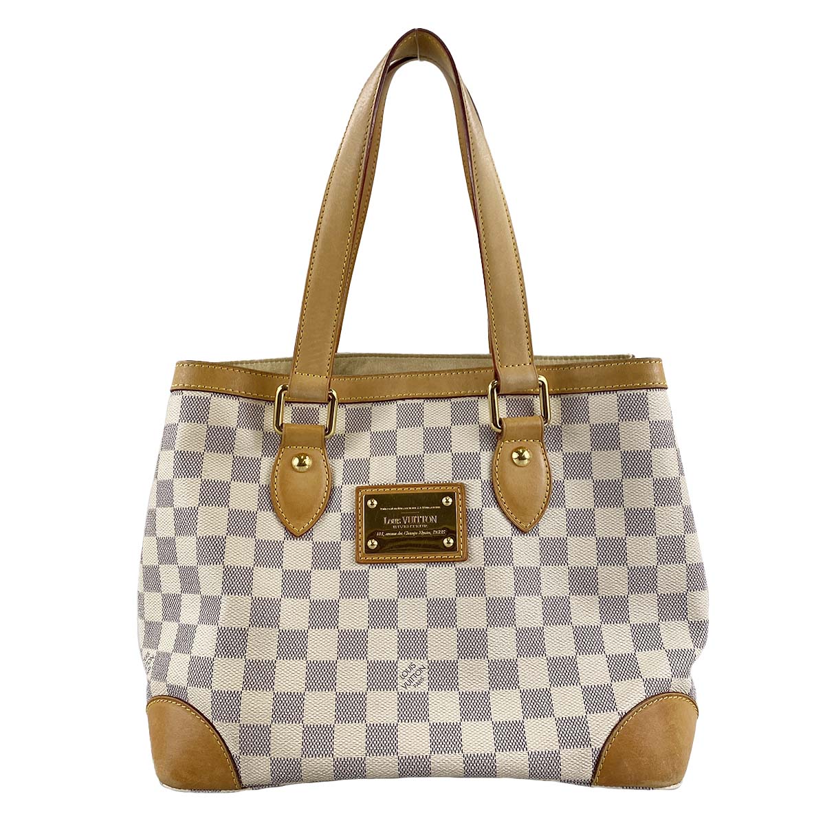 ルイ・ヴィトン ダミエ アズール ハムステッドPM ホワイト トートバッグ