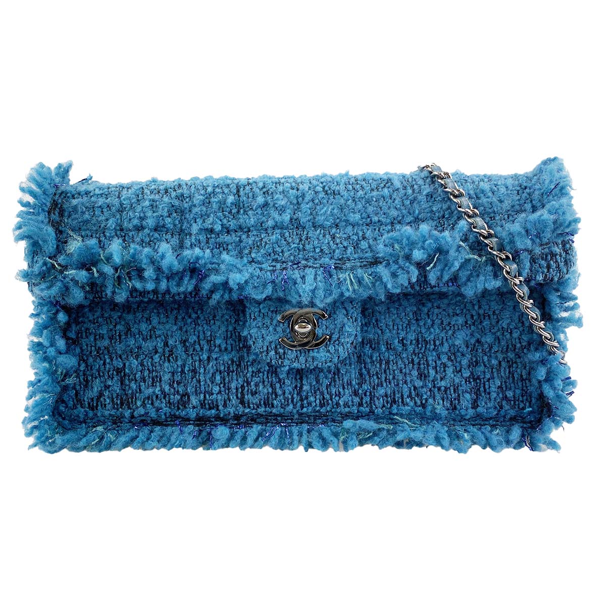 シャネル ツイード ブルー ショルダーバッグ