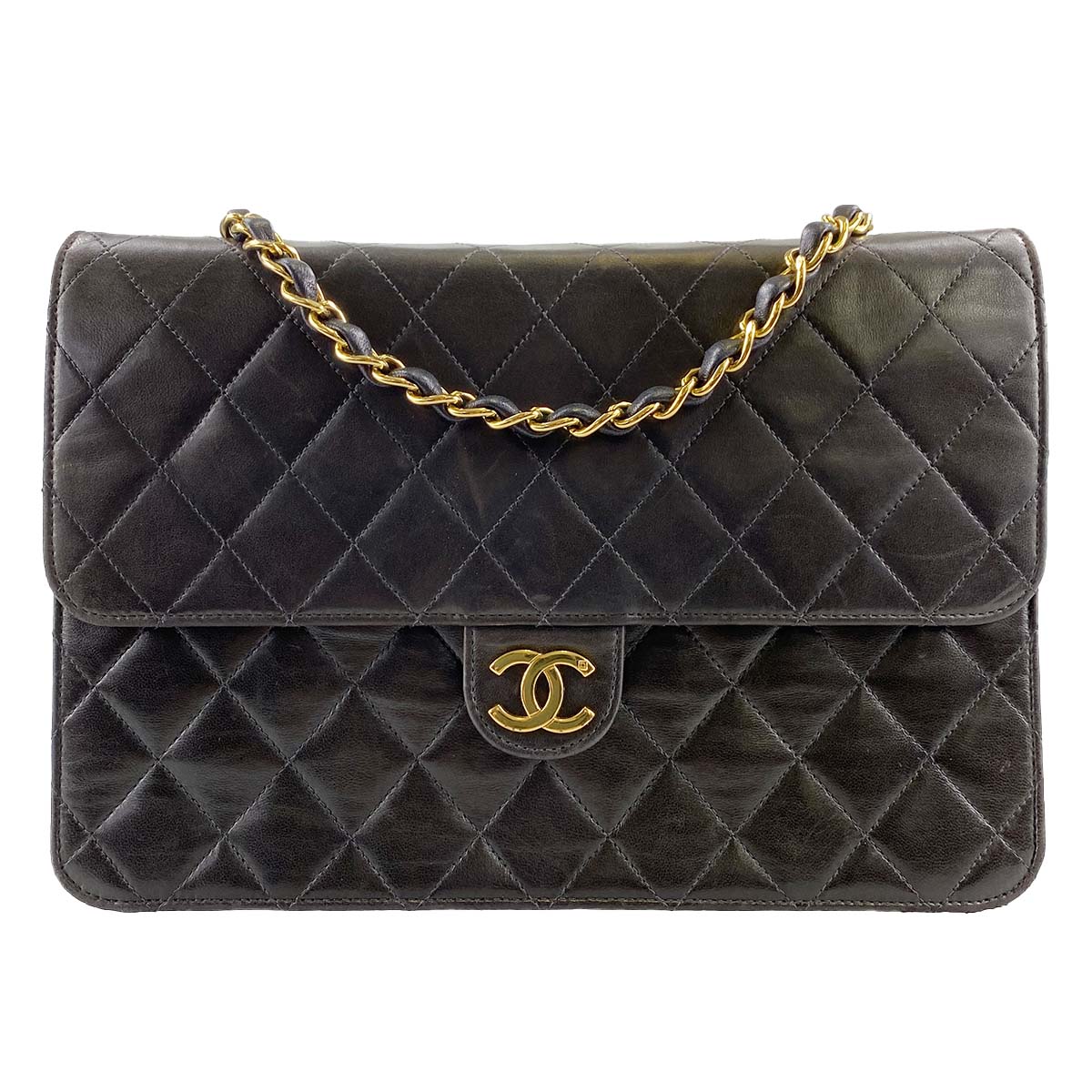 シャネル マトラッセ ラムスキン 25㎝ ブラック ショルダーバッグ