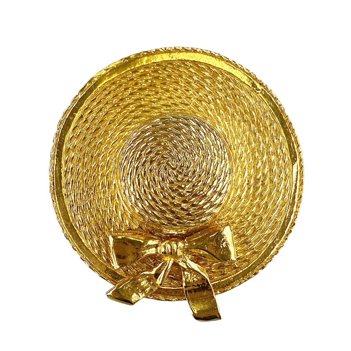 シャネル ゴールドメッキ 麦わら帽子モチーフ ゴールド ブローチ