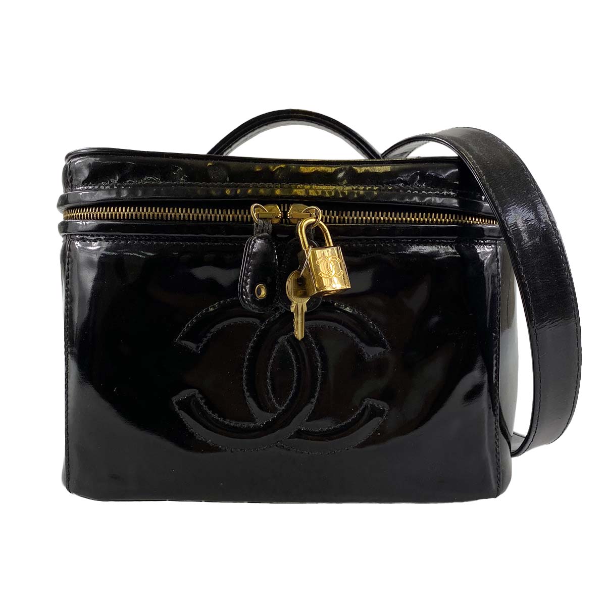 シャネル パテント ブラック  2WAY バニティバッグ