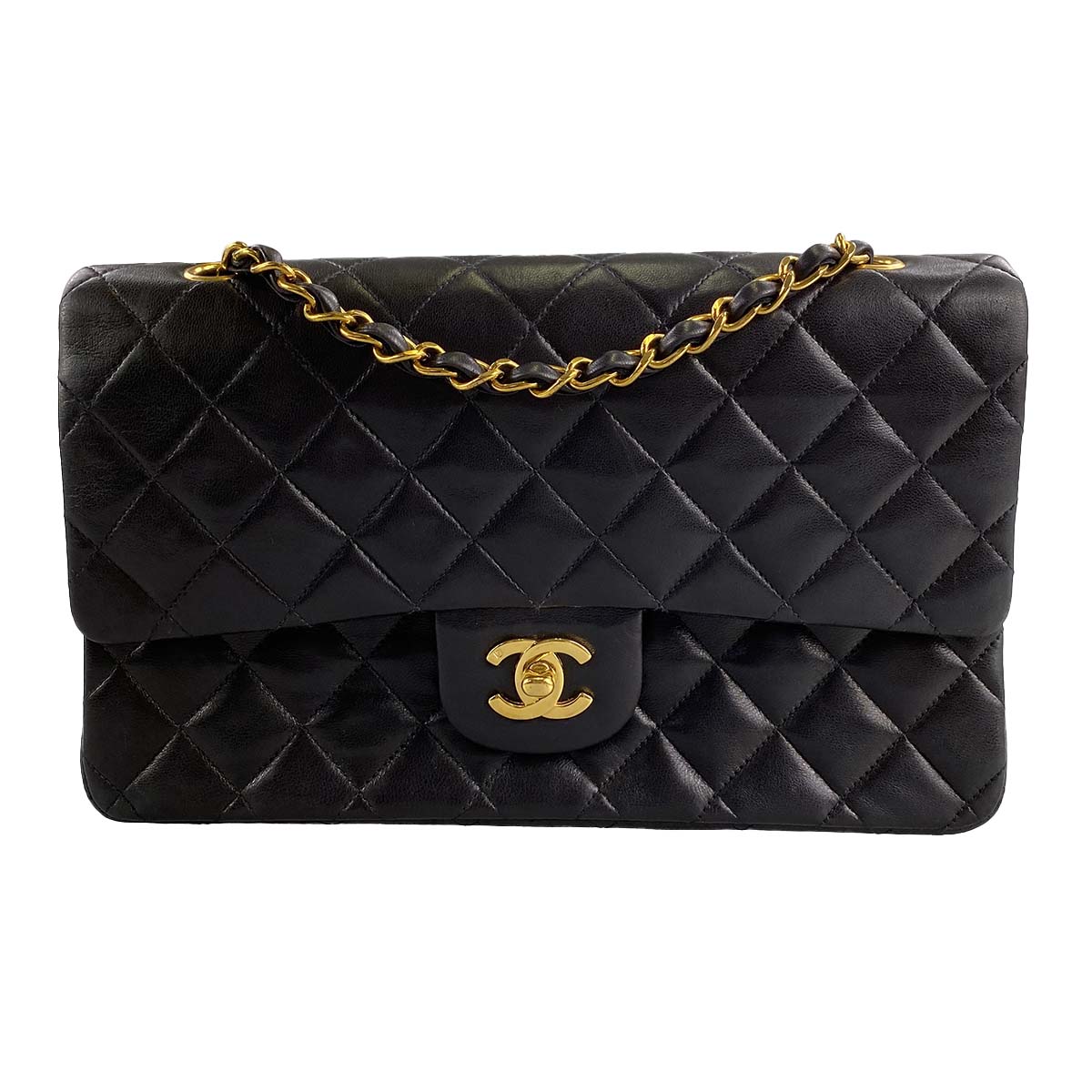 シャネル マトラッセ ラムスキン 25cm ブラック ショルダーバッグ