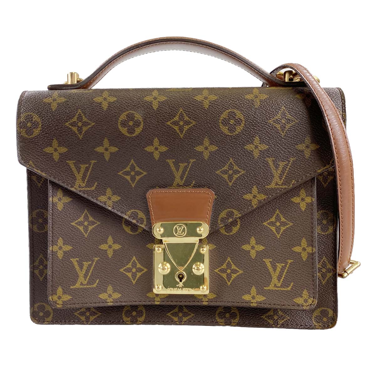 ルイ・ヴィトン モノグラム モンソー28 ブラウン 2WAY ハンドバッグ