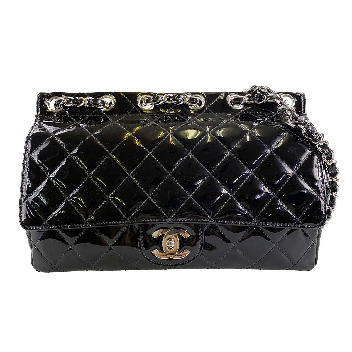 シャネル マトラッセ パテント ブラック ショルダーバッグ