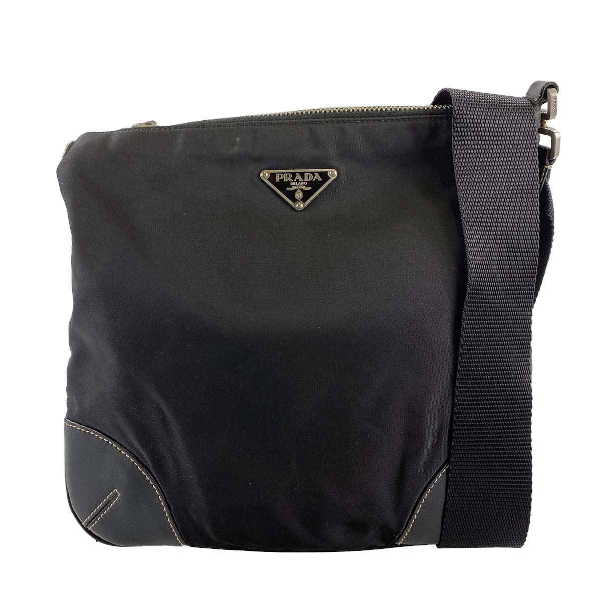 プラダ ナイロン レザー ショルダーバッグ