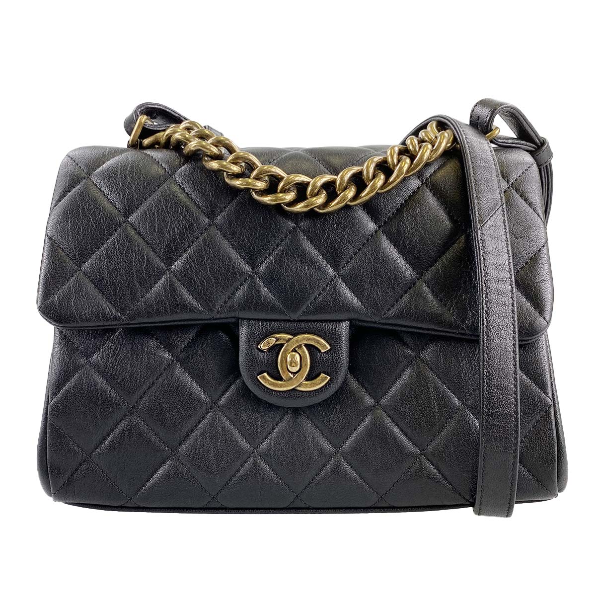 シャネル マトラッセ ラムスキン 25㎝ ブラック ショルダーバッグ