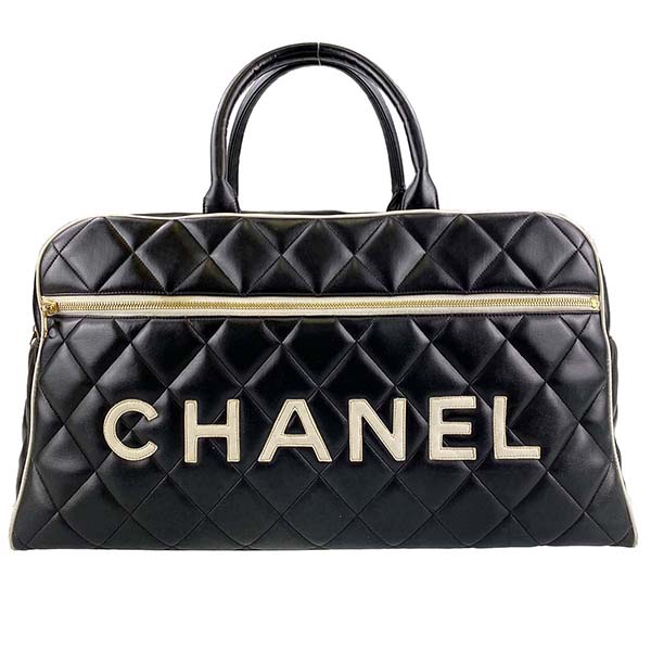 シャネル マトラッセ カーフスキン ブラック ボストンバッグ