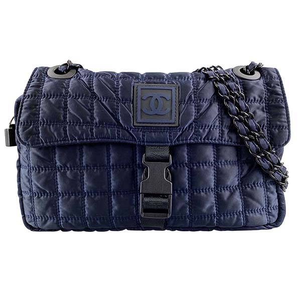 シャネル スポーツライン ナイロン ネイビー ショルダーバッグ