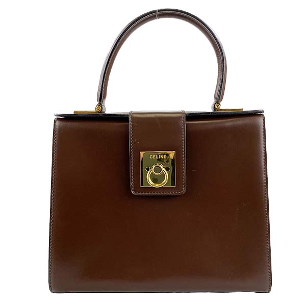 セリーヌ ガンチーニ レザー ブラウン ハンドバッグ