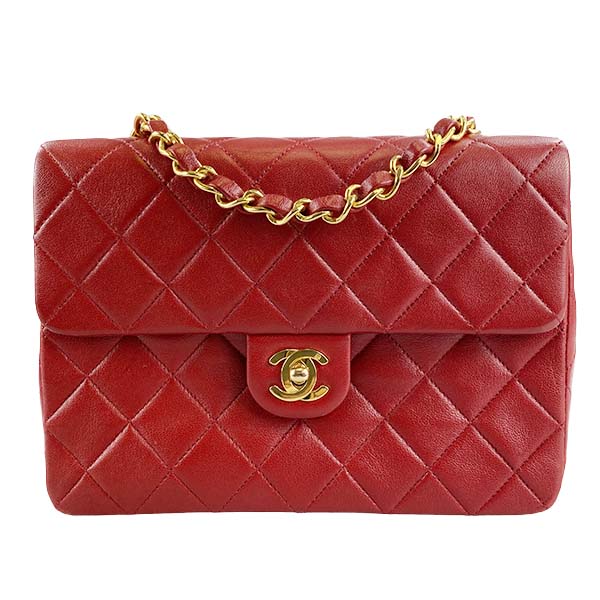 シャネル マトラッセ ラムスキン レッド ショルダーバッグ