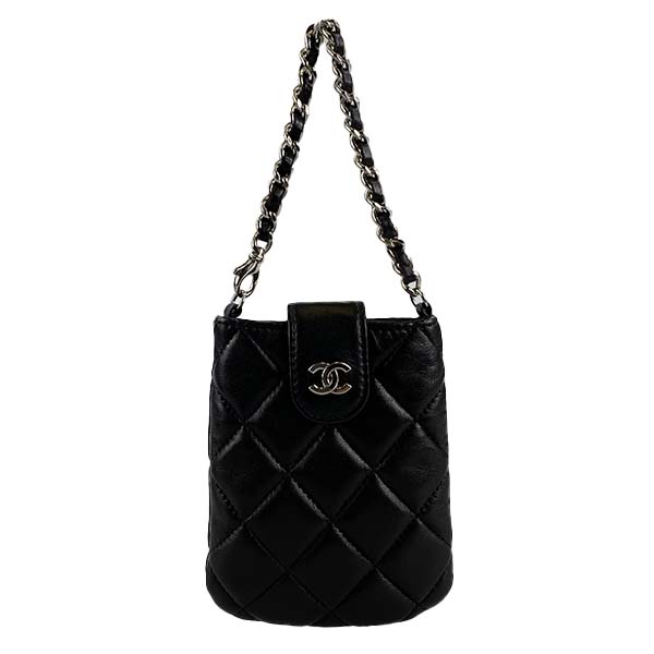 シャネル マトラッセ ラムスキン ブラック 携帯ケース