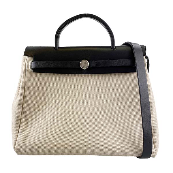 エルメス エールバッグPM トワルアッシュ レザー ベージュ 2WAY ハンドバッグ