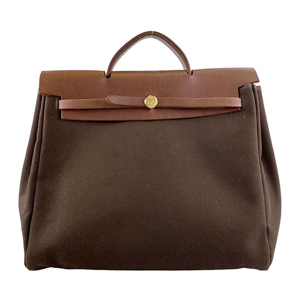 エルメス エールバッグPM トワルアッシュ レザー ブラウン 2WAY ハンドバッグ