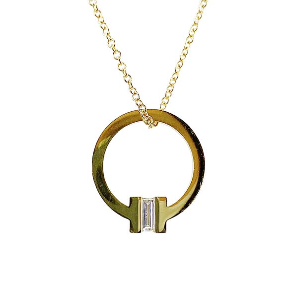 ティファニー Tスクエア K18 イエローゴールド 1Pダイヤ ネックレス