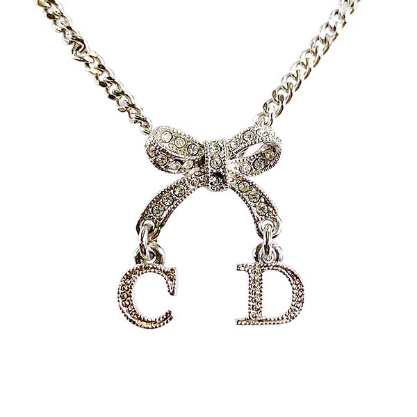 ディオール リボン CDロゴ ラインストーン ネックレス