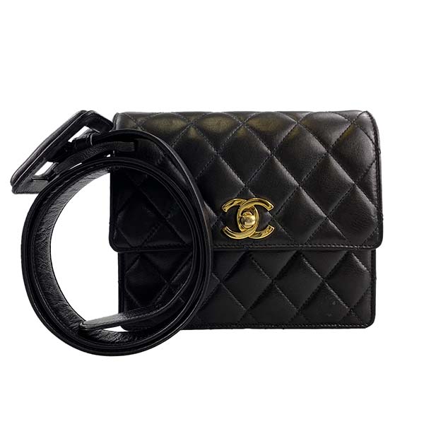 シャネル マトラッセ ラムスキン ブラック ウエストバッグ
