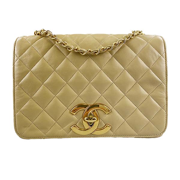 シャネル マトラッセ ラムスキン 22㎝ ベージュ ショルダーバッグ