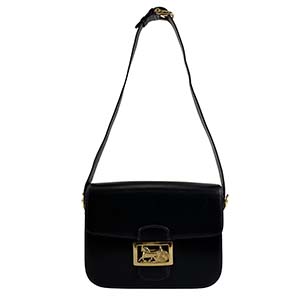 セリーヌ 馬車金具 レザー ブラック ショルダーバッグ
