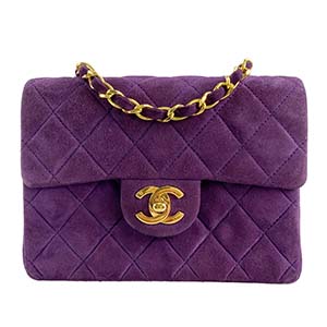 シャネル マトラッセ スエード 18cm パープル ショルダーバッグ