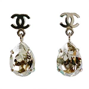 シャネル シルバー CCロゴ ティアドロップ ピアス