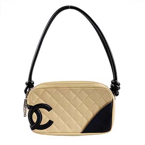 シャネル カンボンライン カーフスキン ベージュ ハンドバッグ