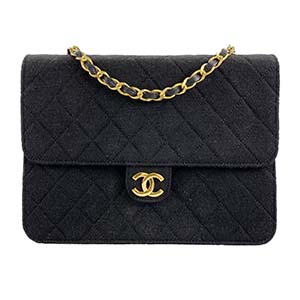 シャネル マトラッセ コットン ブラック ショルダーバッグ